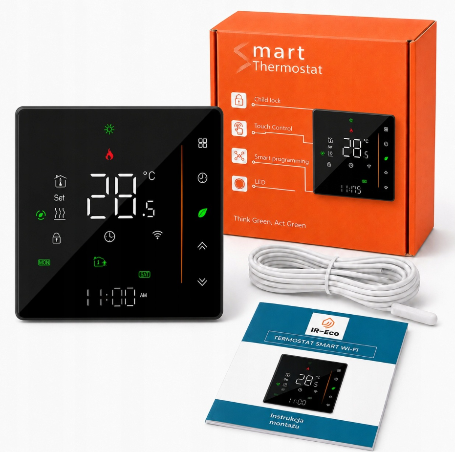 Termostat WiFi IRTER 16A czarny IR-Eco